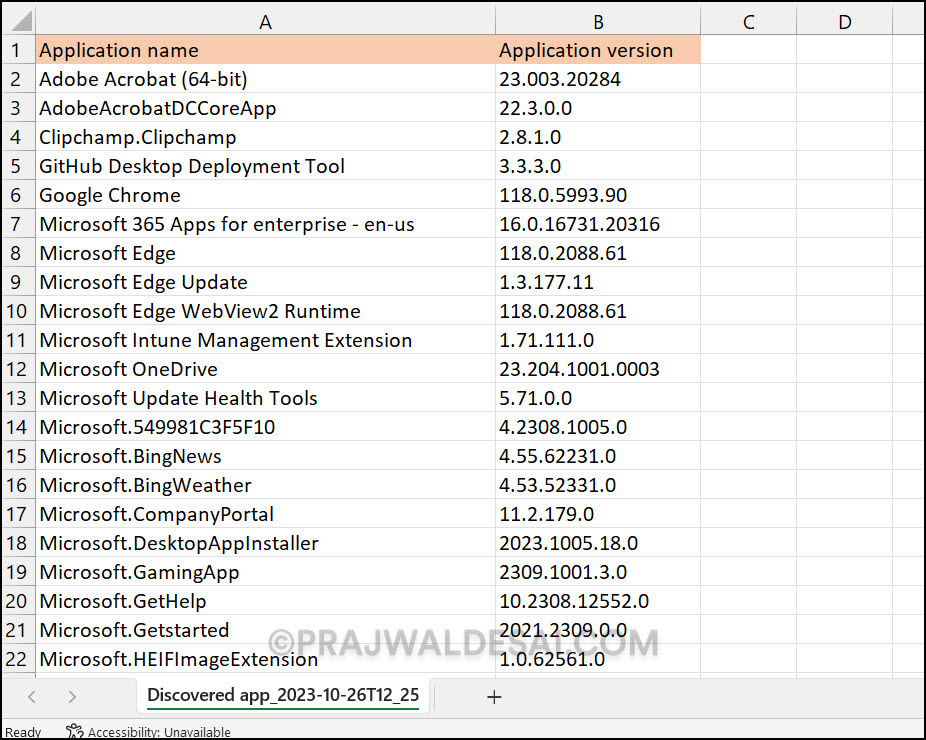 Export Software Inventory Report from Intune - Per Device