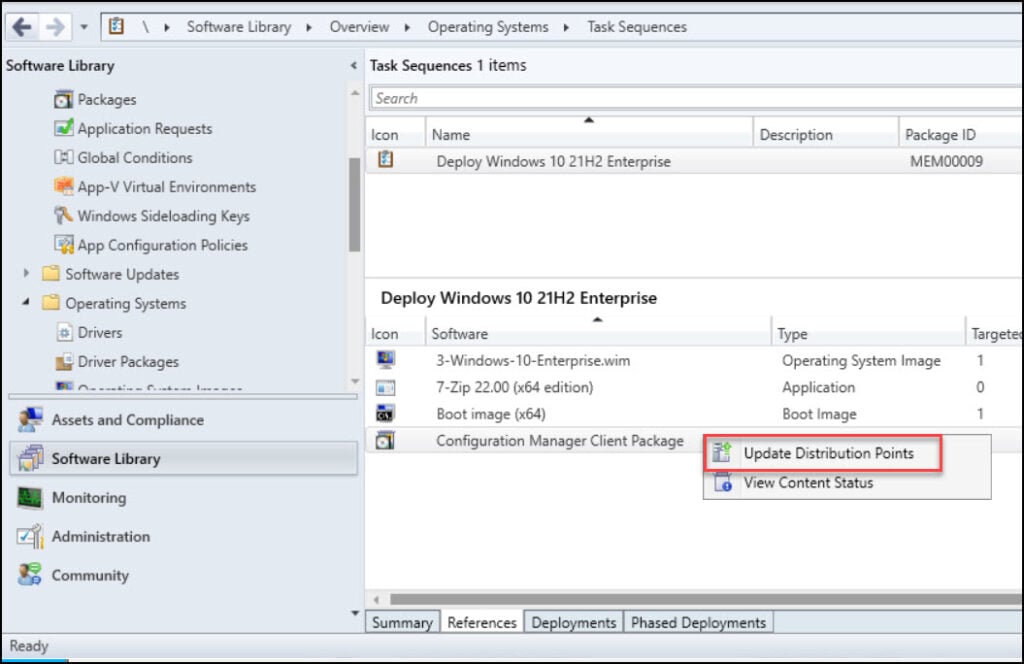 Find SCCM Task Sequence References Dependencies 2 Redistribute the TS Dependencies from Console