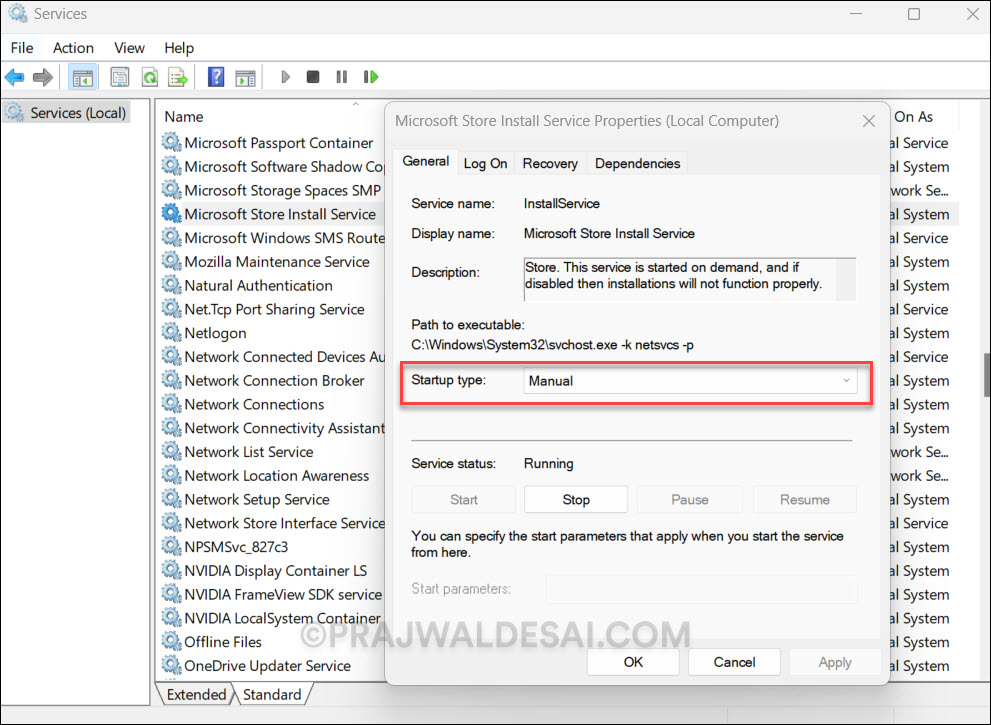 Fix Microsoft Store Error Code 0x00000000 on Windows 11/10 3 Check Microsoft Store Install Service: Fix Microsoft Store Error Code 0x00000000