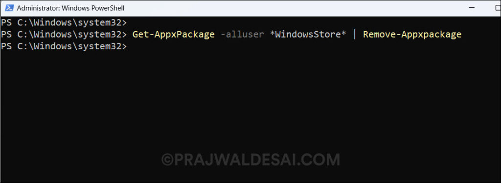 Fix Microsoft Store Error Code 0x00000000 on Windows 11/10 6 Remove Microsoft Store App
