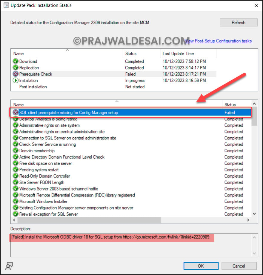 SQL Client Prerequisite missing for SCCM Setup Error