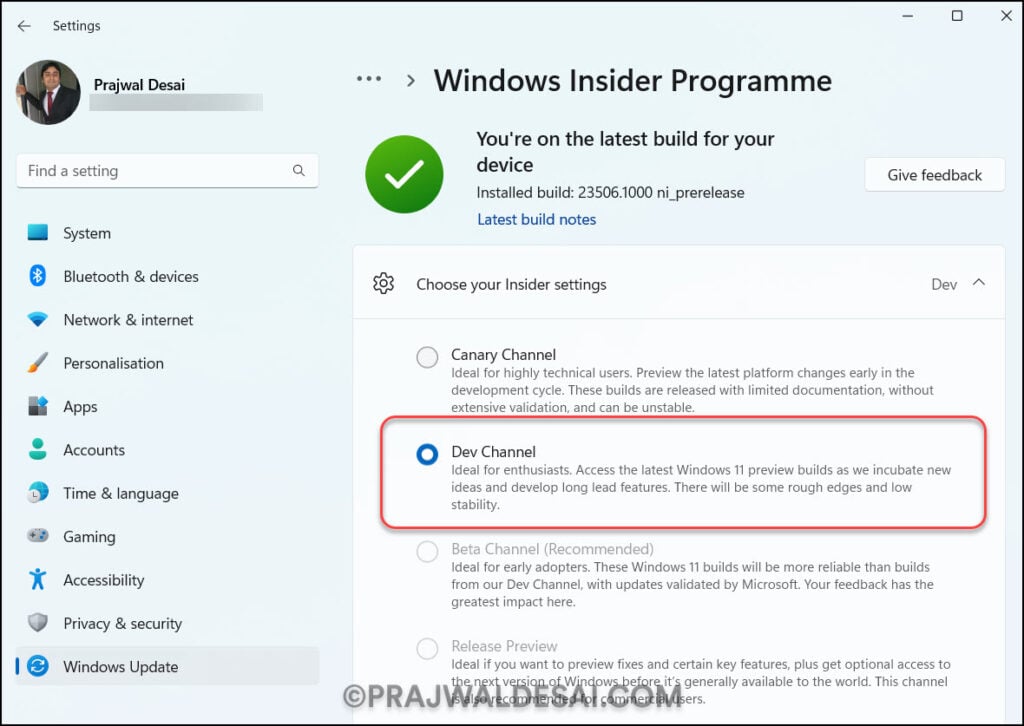 3 Ways to Fix This Build of Windows will expire soon Error 4 Get Insider Preview Builds in the Dev Channel