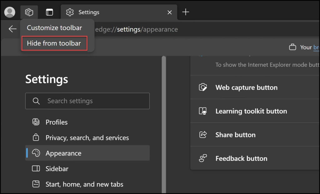 How to Disable Microsoft Edge Workspaces using Intune 13 Hide Workspaces from Edge toolbar