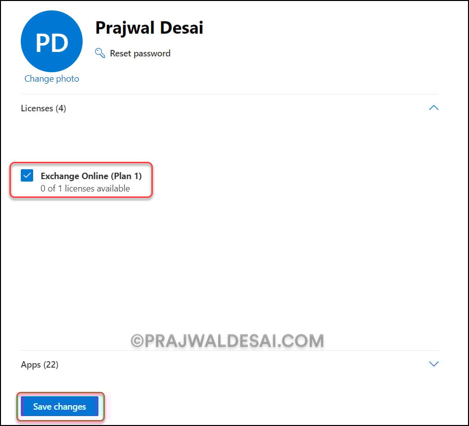 How to Fix Outlook Error 500 Mailbox not Found 3 Assign a exchange online license to your account