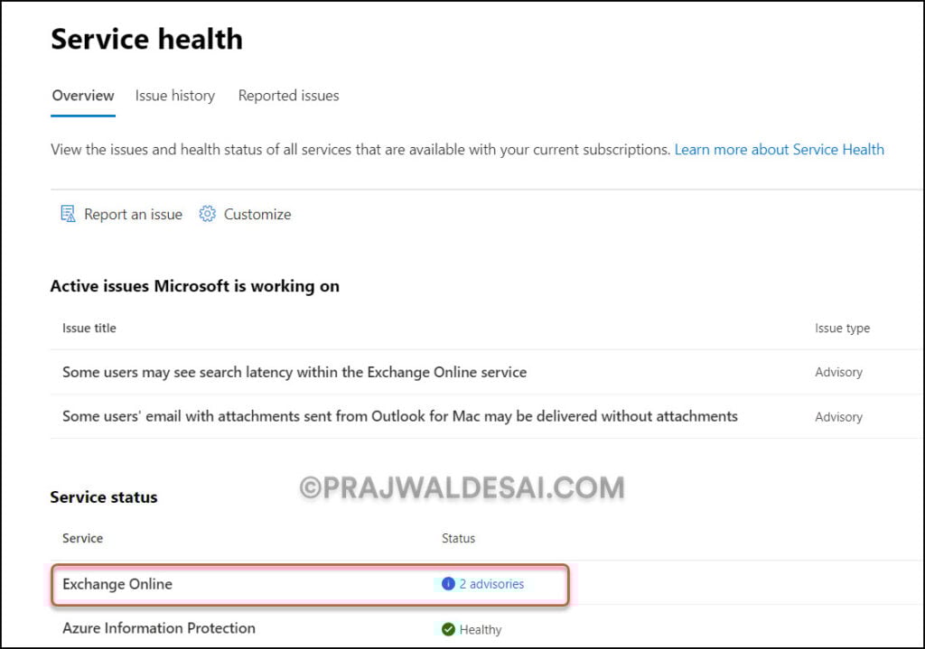 How to Fix Outlook Error 500 Mailbox not Found 4 Monitor Exchange Online Service Health Status