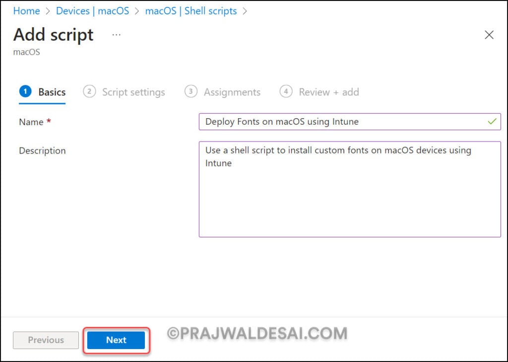 How to Install Fonts on macOS using Intune 6 Deploy InstallFontsmacOS.sh Script in Intune