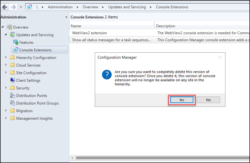 Manage SCCM Console Extensions - Approve | Install | Uninstall 17 Delete SCCM Console Extensions