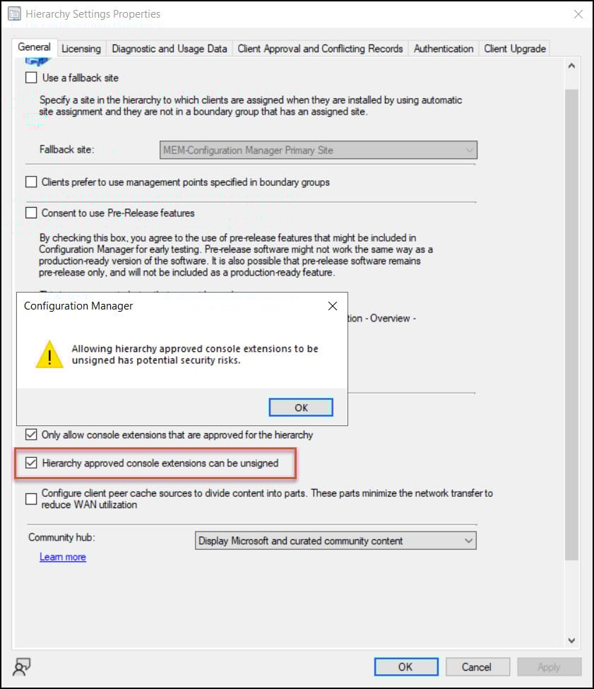 Manage SCCM Console Extensions - Approve | Install | Uninstall 3 Hierarchy Approved Console Extensions can be Unsigned