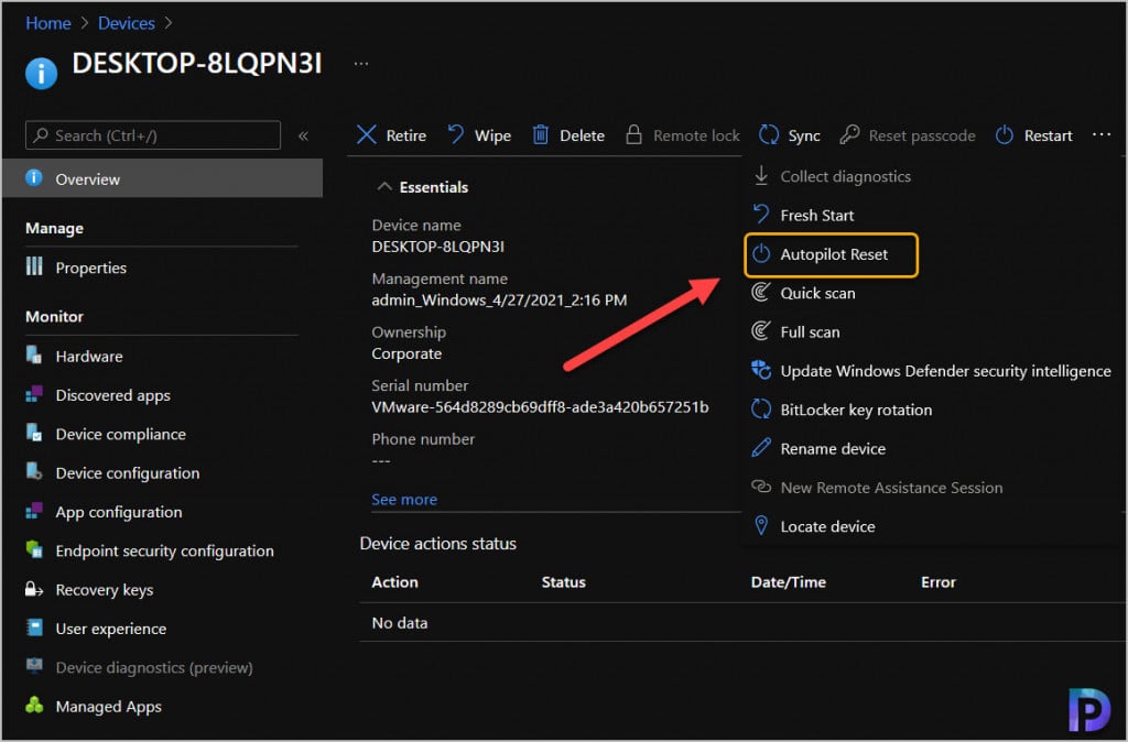 How to Perform Windows Autopilot Reset from Intune Portal 1 Perform Windows Autopilot Reset