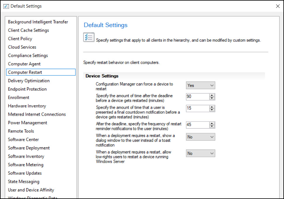 How To Restart Windows Devices from SCCM Console 9 SCCM Client Restart Policy