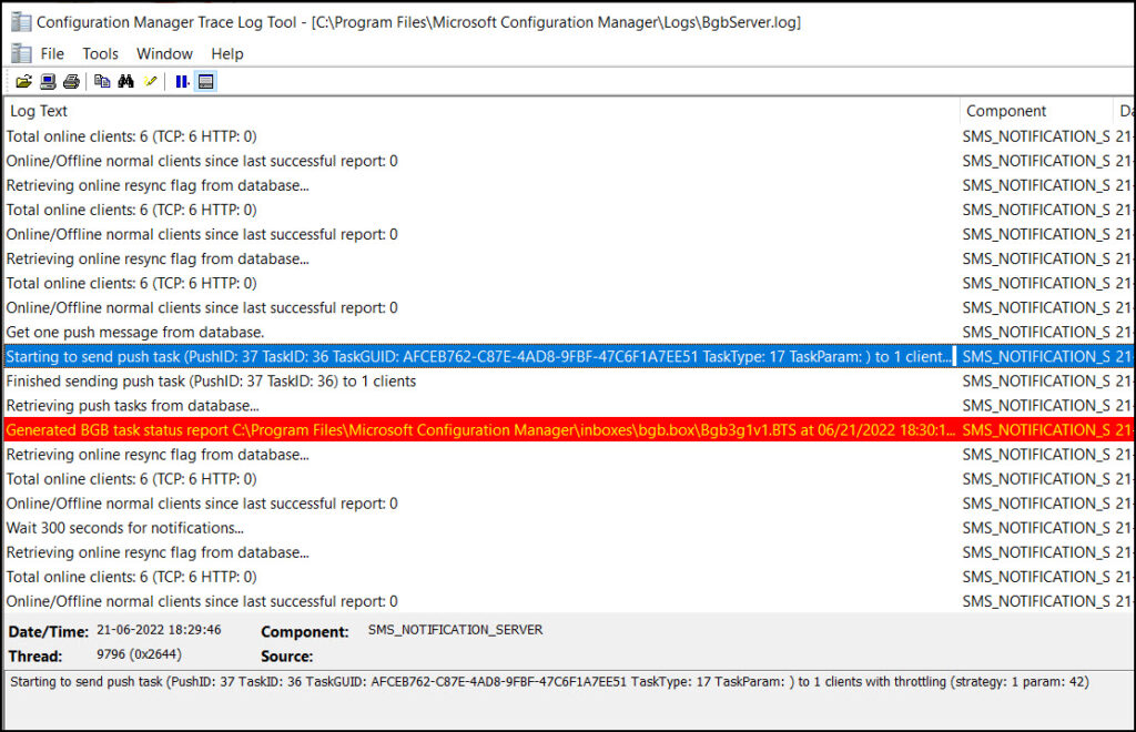 How To Restart Windows Devices from SCCM Console 7 bgbserver.log - SCCM Client Restart Initiate