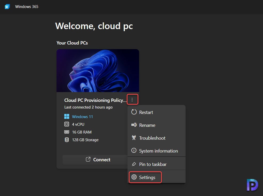 Cloud PC Settings