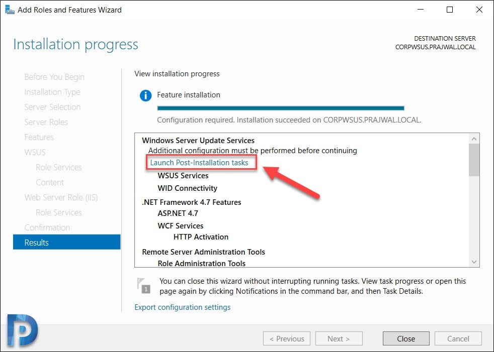 Install and Configure WSUS on Windows Server 2019 12 Launch WSUS Post Installation tasks