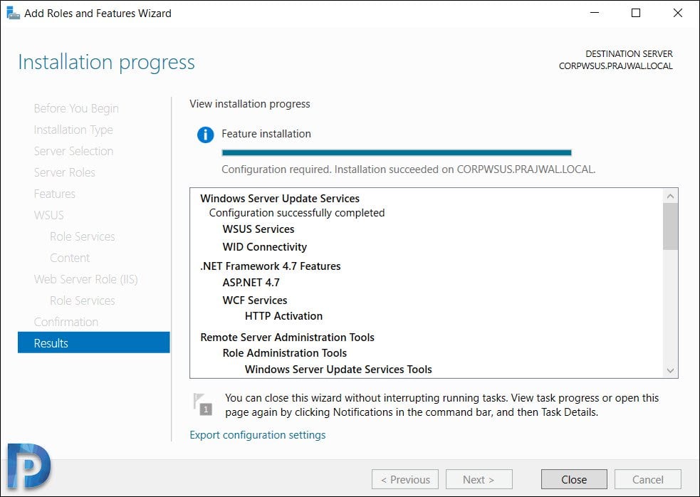 Install and Configure WSUS on Windows Server 2019 13 WSUS configuration completed successfully