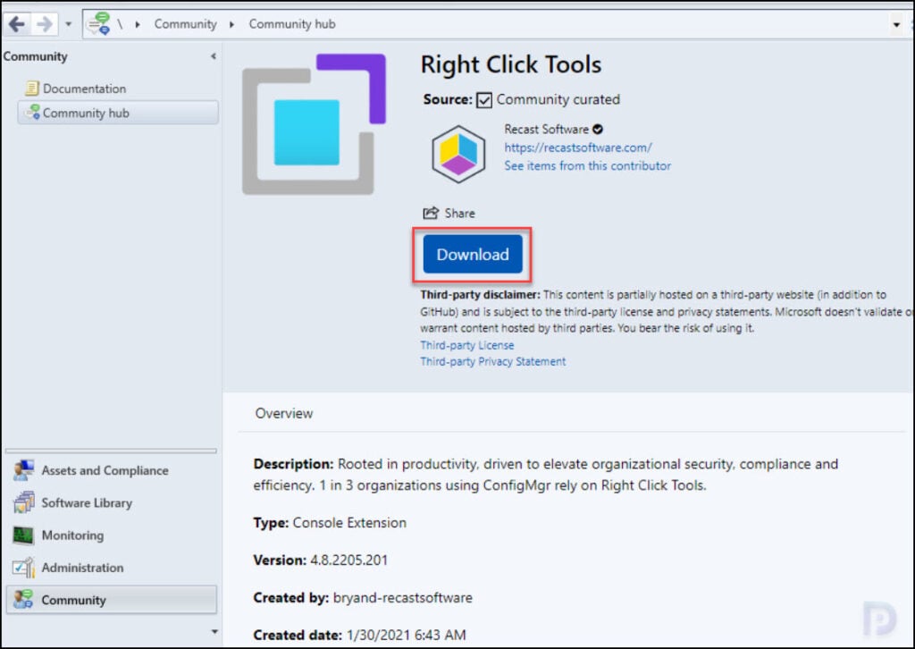 Install Right Click Tools SCCM Console Extension 2 Download Right Click Tools Console Extension from Community Hub