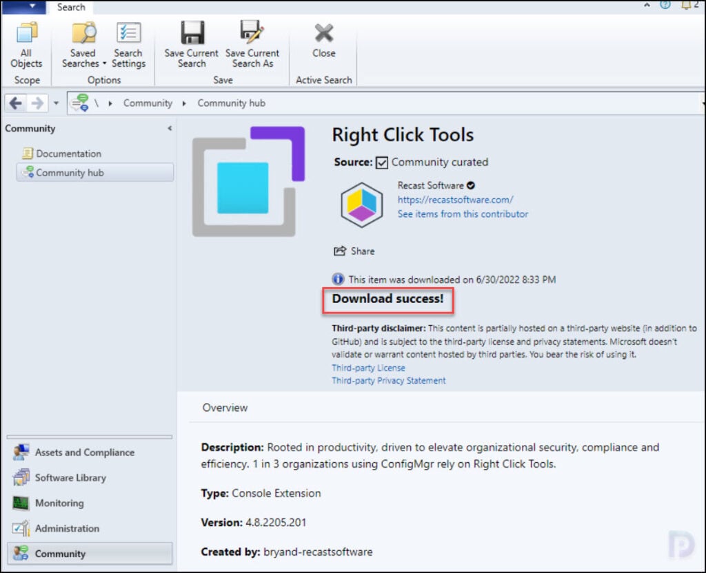 Install Right Click Tools SCCM Console Extension 4 Download Right Click Tools Console Extension from Community Hub