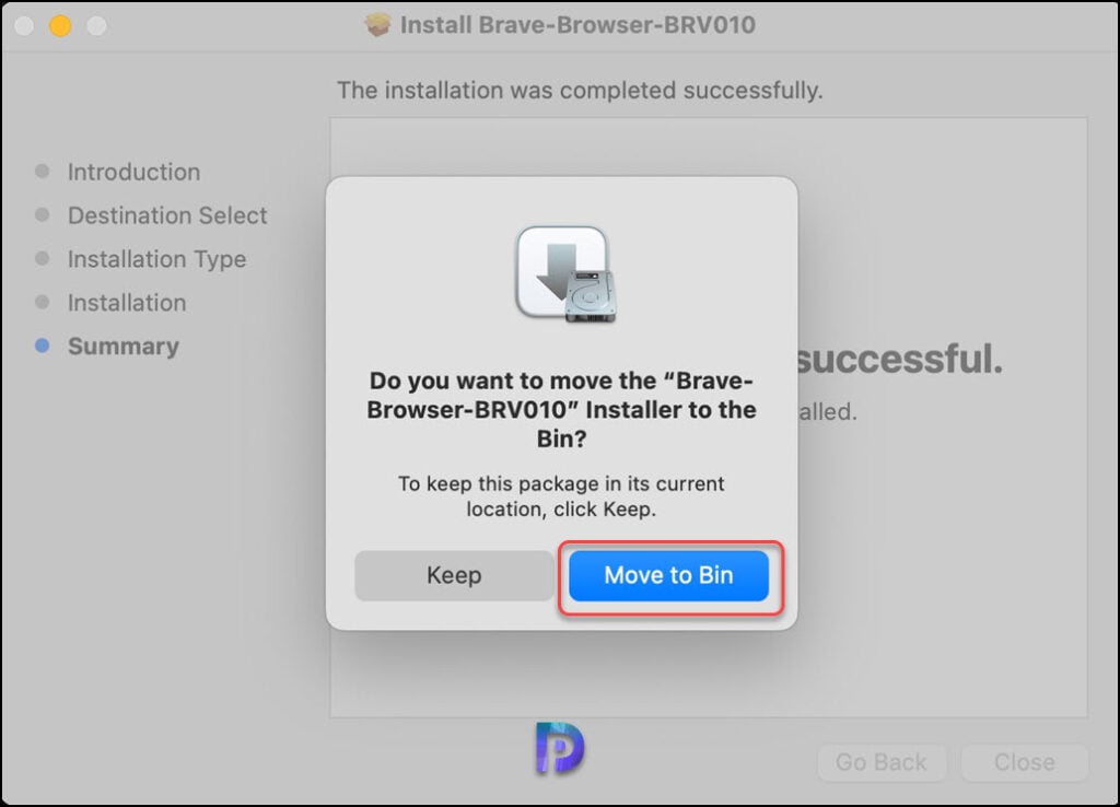 Install the Brave Browser on MacOS: A Step-by-Step Guide 7 Move Brave Installer to Bin