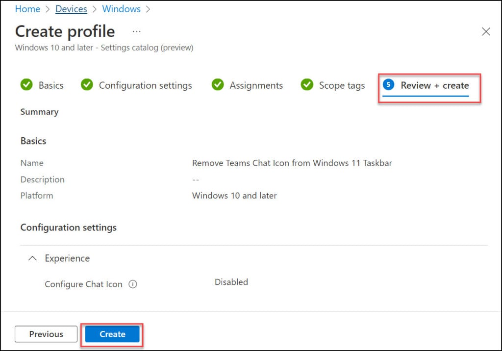 Intune: Remove Teams Chat Icon from Windows 11 Taskbar 11 Intune Configuration Profile - Remove Chat Icon from Windows 11 Taskbar