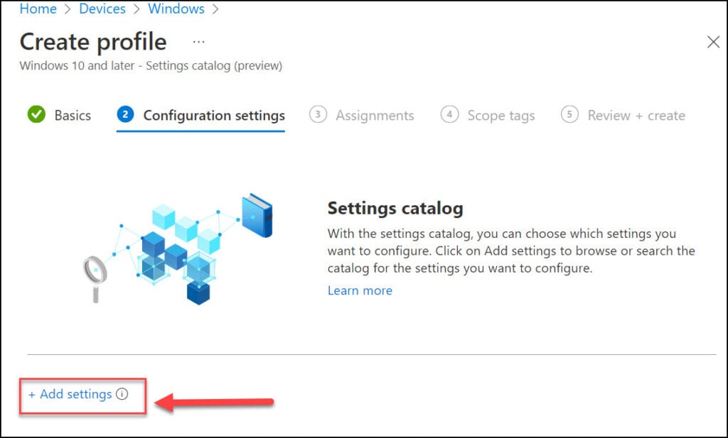 Intune: Remove Teams Chat Icon from Windows 11 Taskbar 5 Intune Settings Catalog - Add Settings