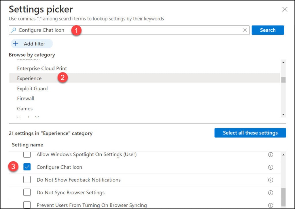 Intune: Remove Teams Chat Icon from Windows 11 Taskbar 6 Settings Picker