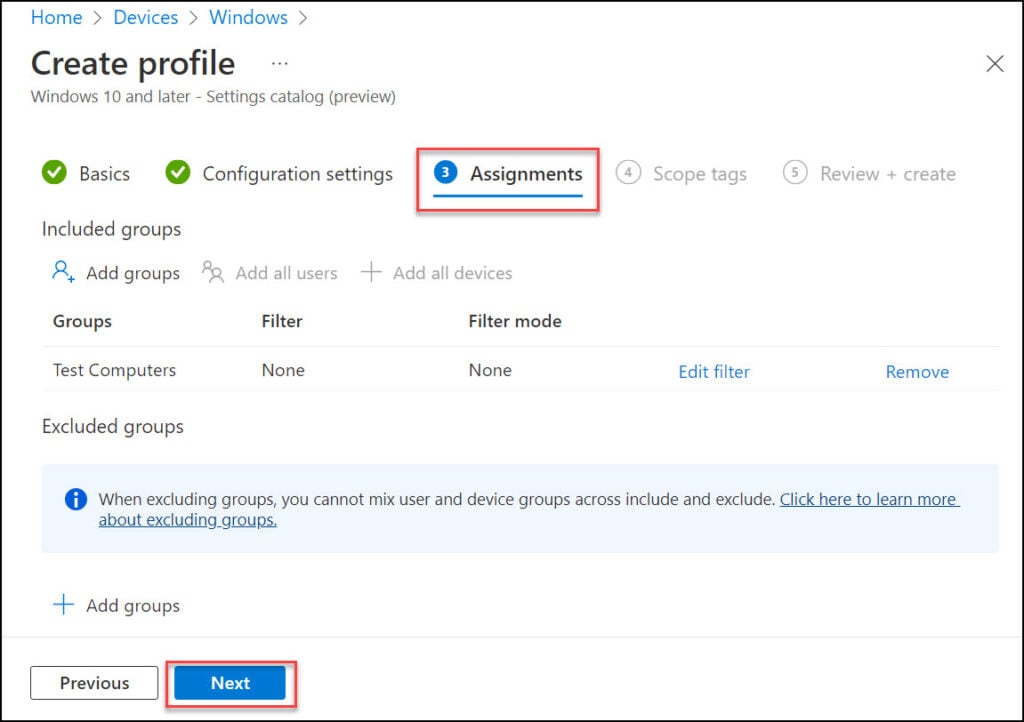 Intune: Remove Teams Chat Icon from Windows 11 Taskbar 9 Assign Intune Configuration Profile