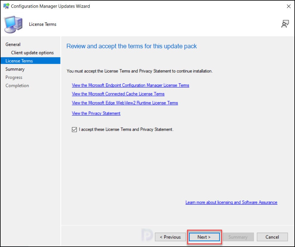 New SCCM 2203 KB14244456 Hotfix Update Rollup 3 Accept License Terms