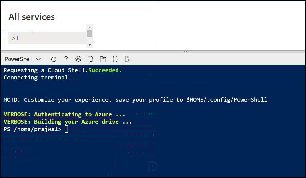 List all Azure Regions using PowerShell | Azure Cloud Shell 4 Connect to Azure Cloud Shell