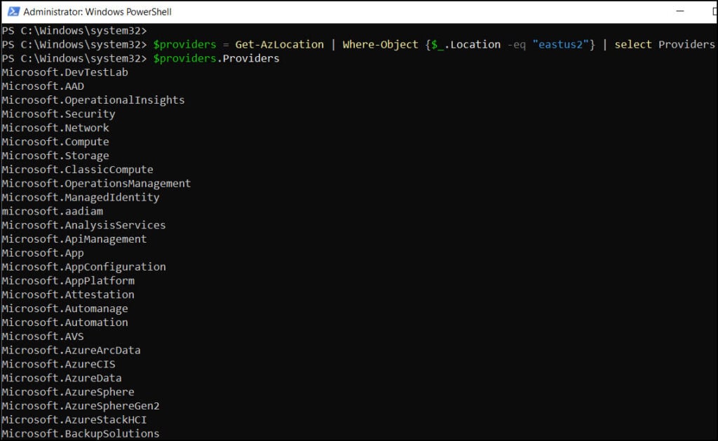 List all Azure Regions using PowerShell | Azure Cloud Shell 7 Get all Azure Services In a Specific Region