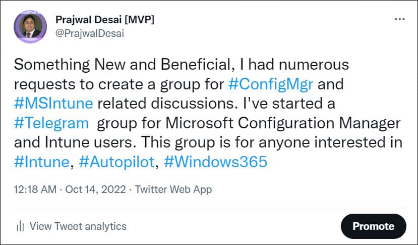 New Telegram Group for SCCM, Intune, Autopilot & Windows 365 1 Invites for Telegram Group for SCCM Intune Autopilot and Windows 365