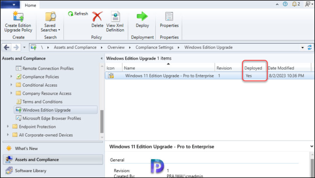 Perform Windows 11 Edition Upgrade using SCCM | ConfigMgr 8 Windows 11 Edition Upgrade Policy Deployed