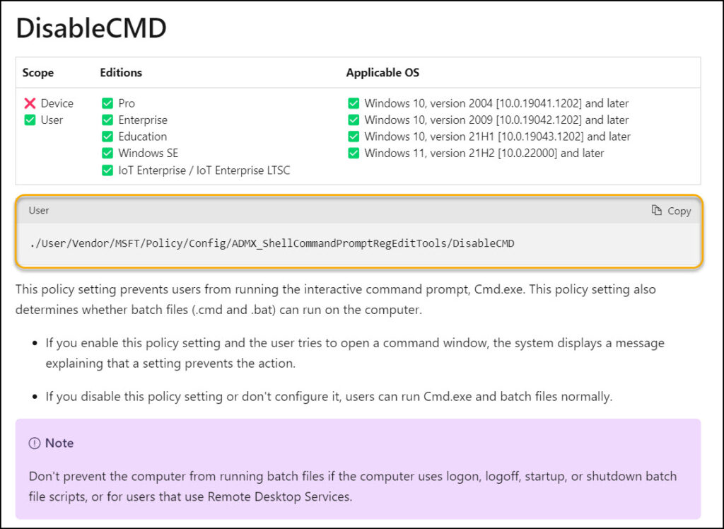 Prevent Access to Command Prompt using Intune 8 OMA-URI Settings to DisableCMD using Intune