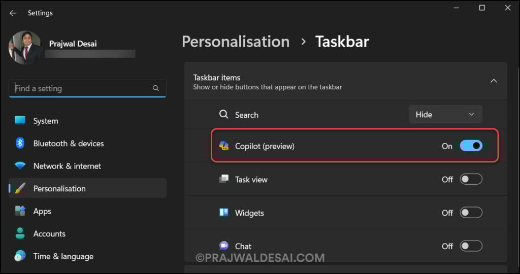 Turn off Copilot in Windows 11 using Settings and Registry 2 Turn off Copilot in Windows 11 using Settings