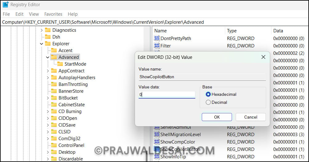 Turn off Copilot in Windows 11 using Settings and Registry 4 Turn off Copilot in Windows 11 using Registry