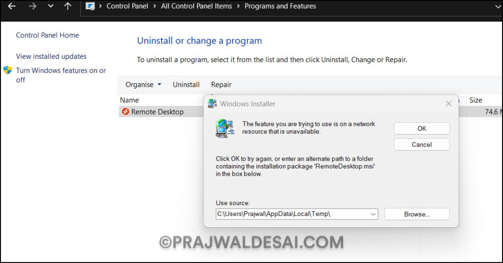 3 Proven Ways to Repair Remote Desktop Client 1 Repair Remote Desktop Client via Programs and Features