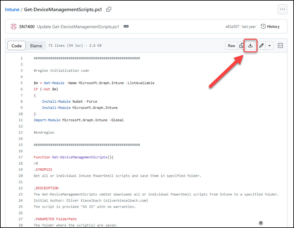 download Get-DeviceManagementScripts.ps1 from GitHub