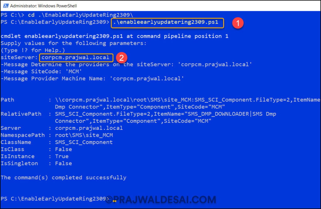 Complete SCCM 2309 Upgrade Guide 9 Run EnableEarlyUpdateRing 2309 PowerShell script