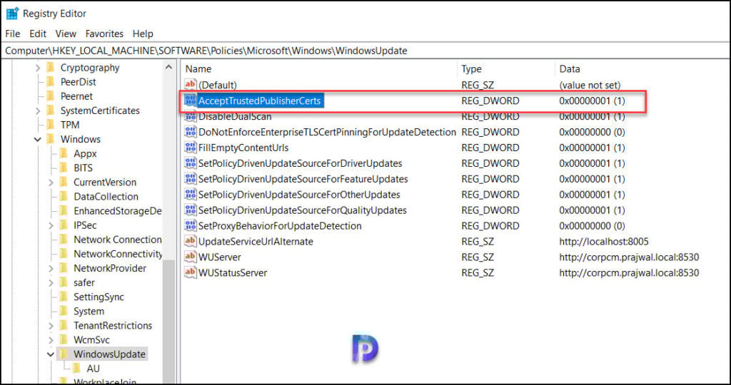 Fix: SCCM Updates Install Error 0x800b0109 | 0x8024b303 11 Allow signed updates for an intranet Microsoft update service location
