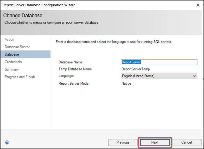 Specify Database Language