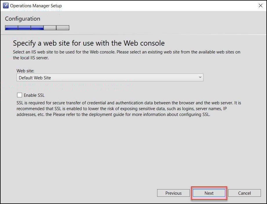 New SCOM 2022 Install Guide | Operations Manager 2022 41 Specify Website for Web Console