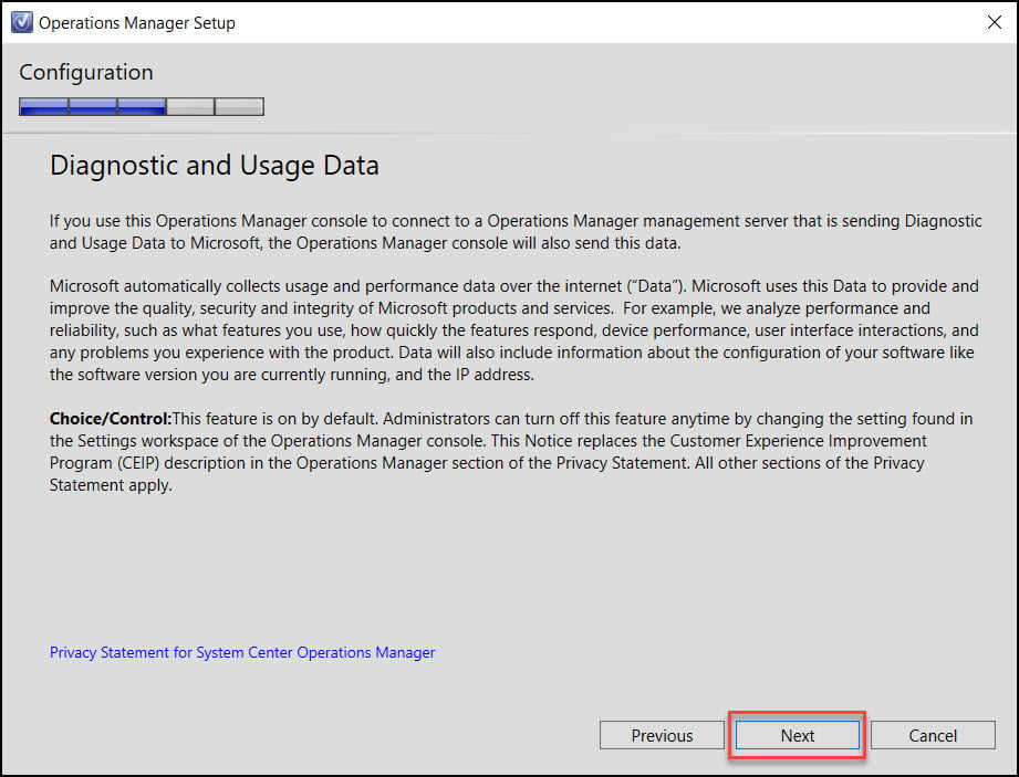 SCOM Diagnostic and Usage Data