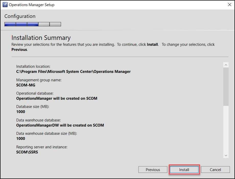 SCOM 2022 Installation Summary