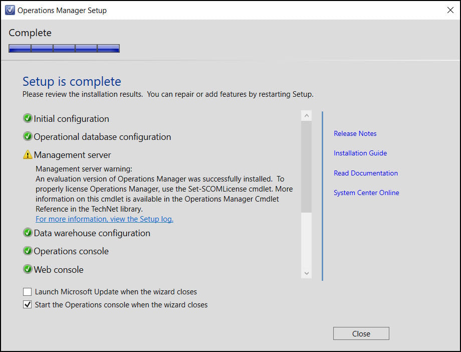 SCOM 2022 Installation Complete