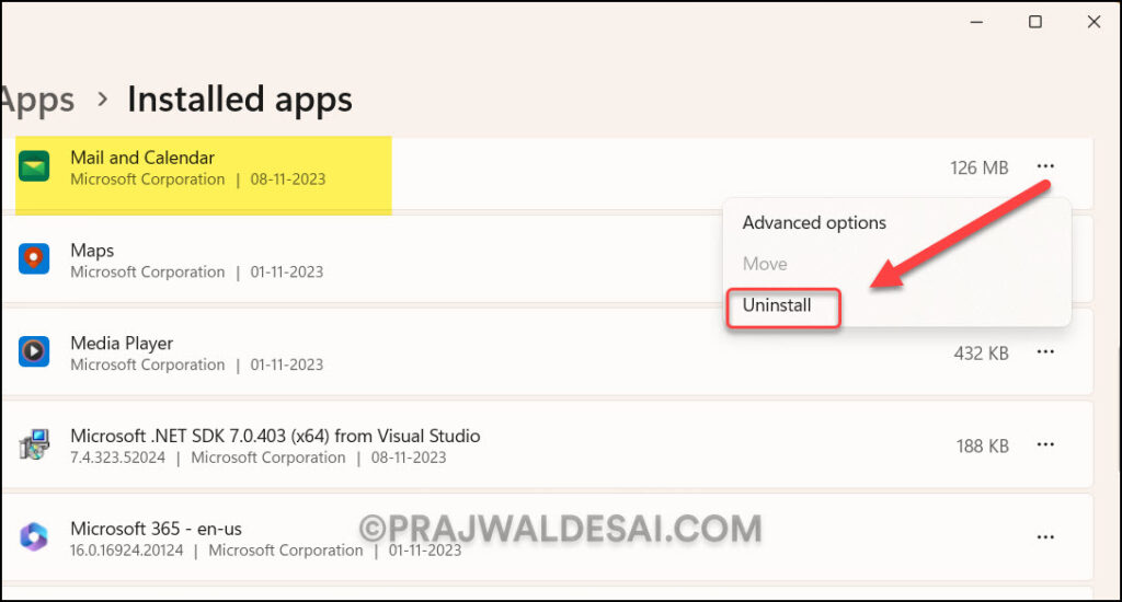 Uninstall Mail and Calendar Apps on Windows 11/10 2 Uninstall Mail and Calendar Apps