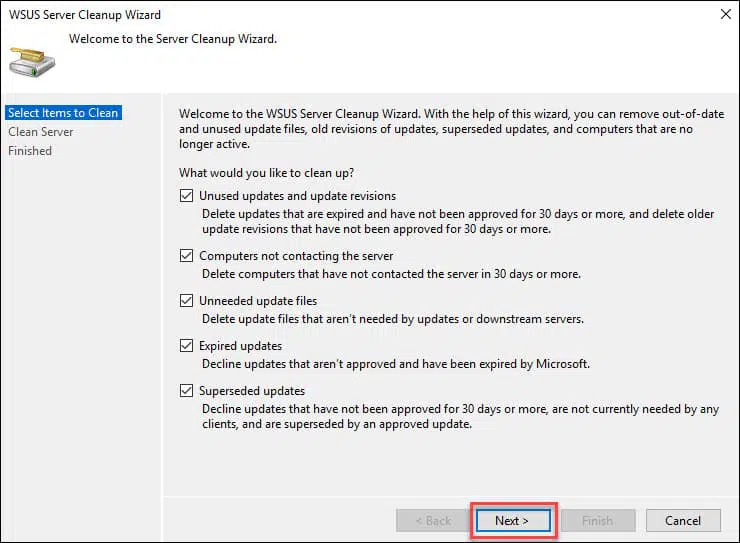 Troubleshoot WSUS Connection Issues with SCCM 3 Using the WSUS Server Cleanup Wizard Snap1