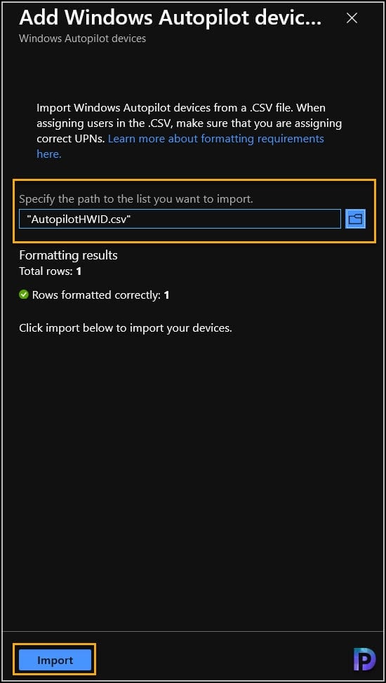 Import Windows Autopilot devices