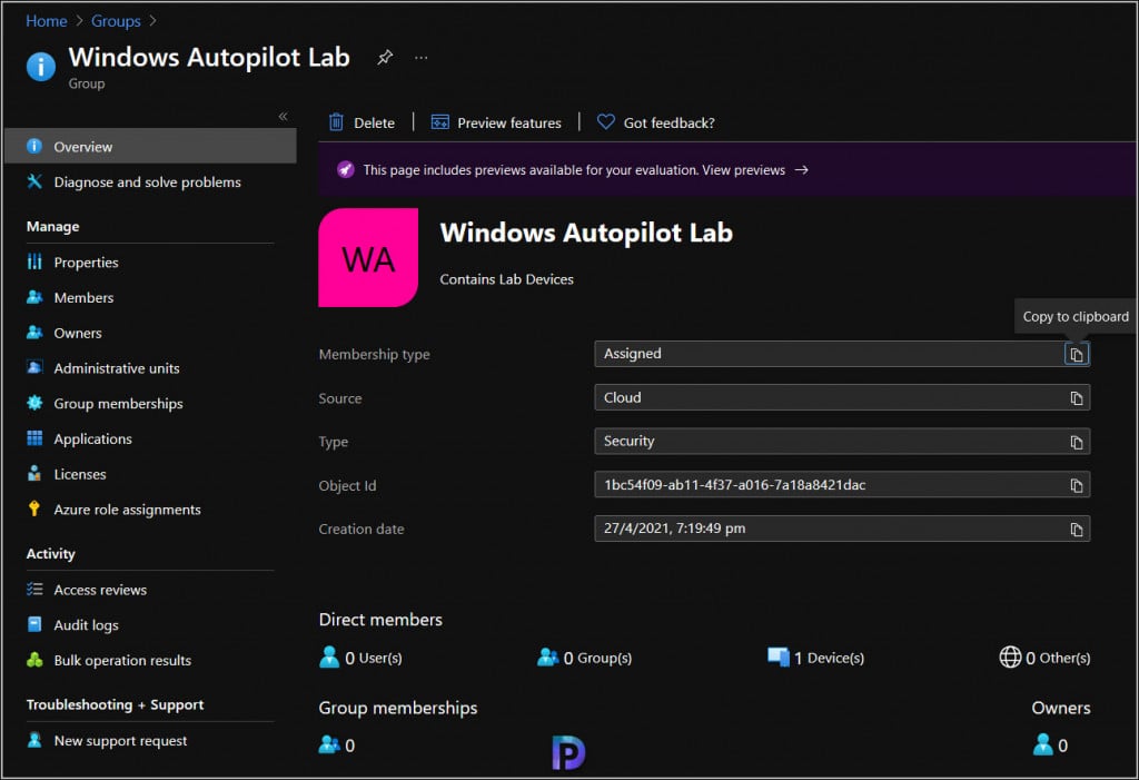 Windows Autopilot Group