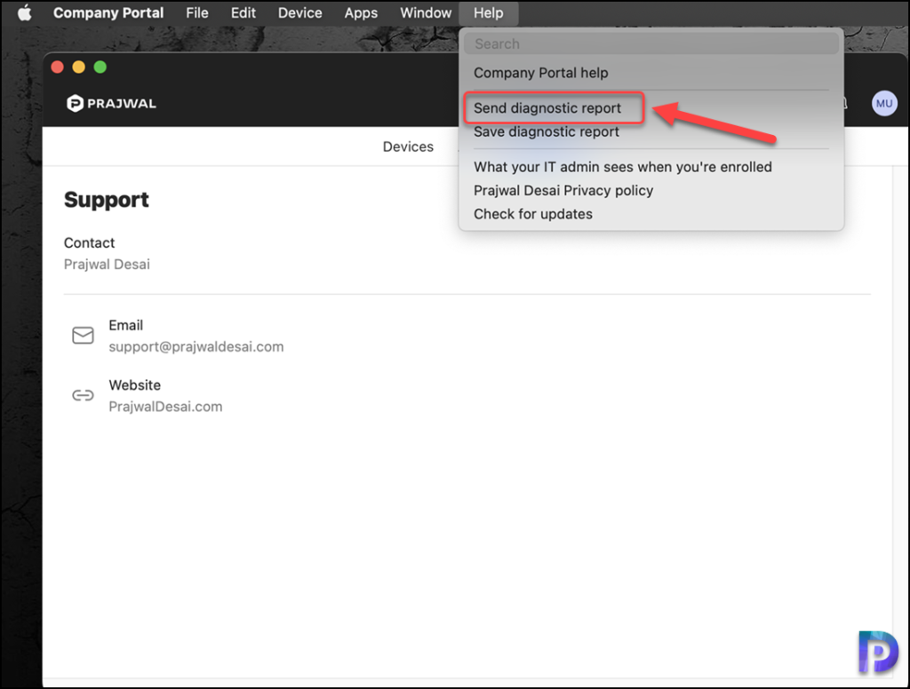 How to Collect Intune Logs from MacOS Devices 1 Send Diagnostic Report to Microsoft from Company Portal on macOS device