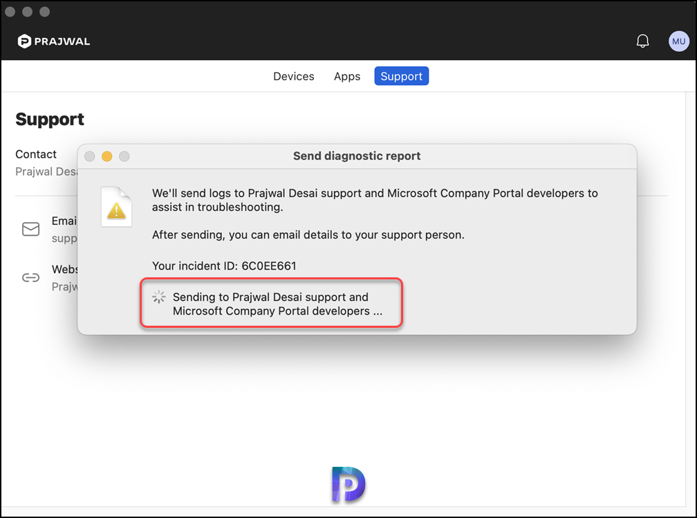 How to Collect Intune Logs from MacOS Devices 2 Send Diagnostic Report to Microsoft from Company Portal on macOS device