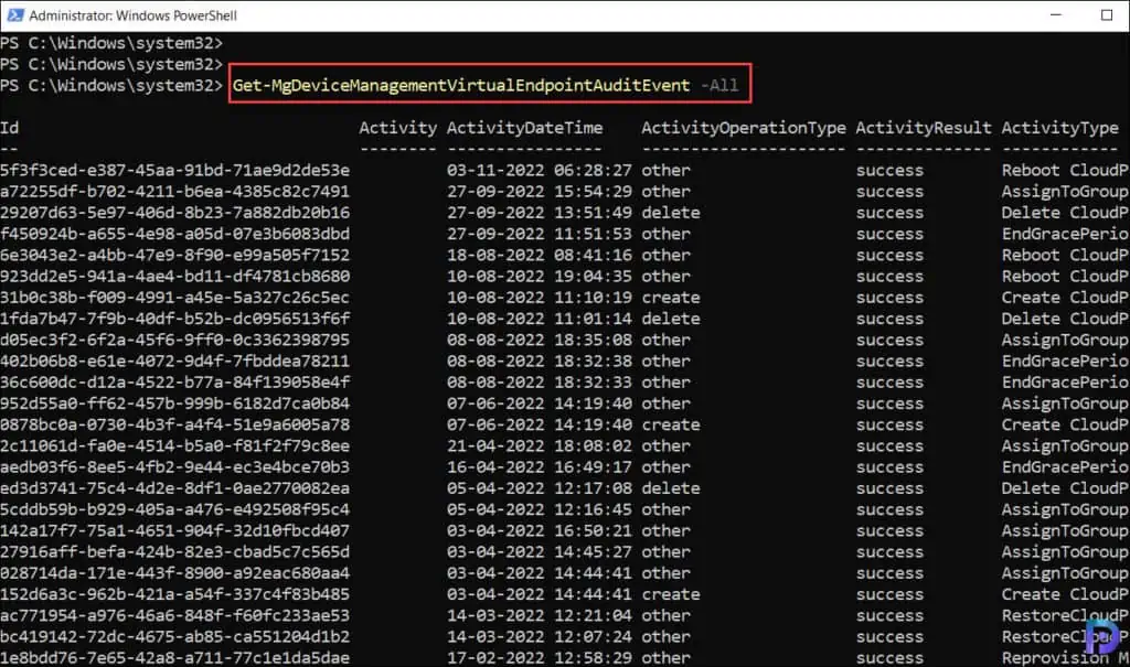 2 Best Methods to Access Windows 365 Cloud PC Audit Logs 9 Get a list of Windows 365 Cloud PC Audit Events