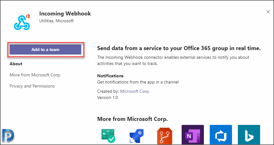 How to Set up and Add Incoming Webhook to a Teams channel 2 Add Incoming Webhook to a Teams channel